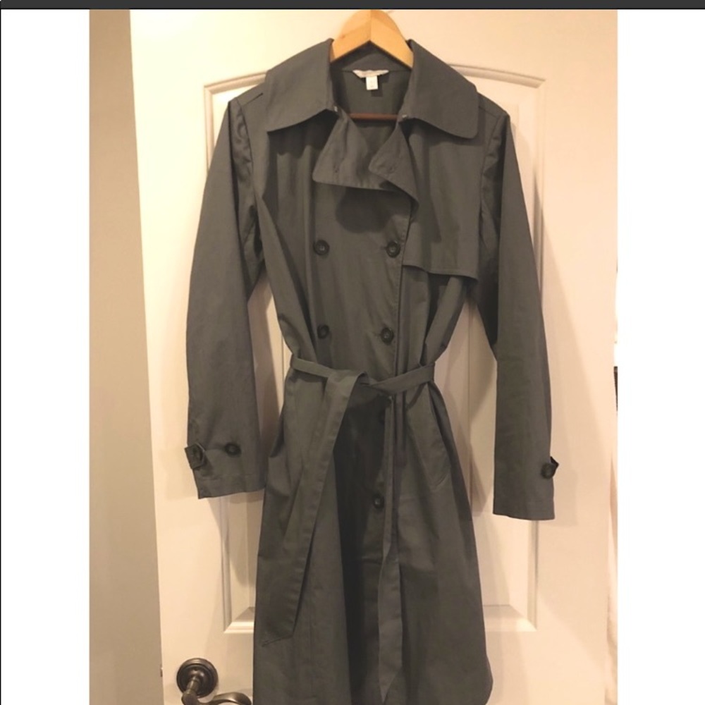 Garnet Hill Raincoat/Trench - XS Slate Blue/Gray.
